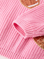 Rylee Faith Designs Winter Christmas Pink Football Girls Pullover Sweater - Apparel & Accessories > Clothing > Baby & Toddler Clothing > Baby & Toddler Tops > Sweaters Top