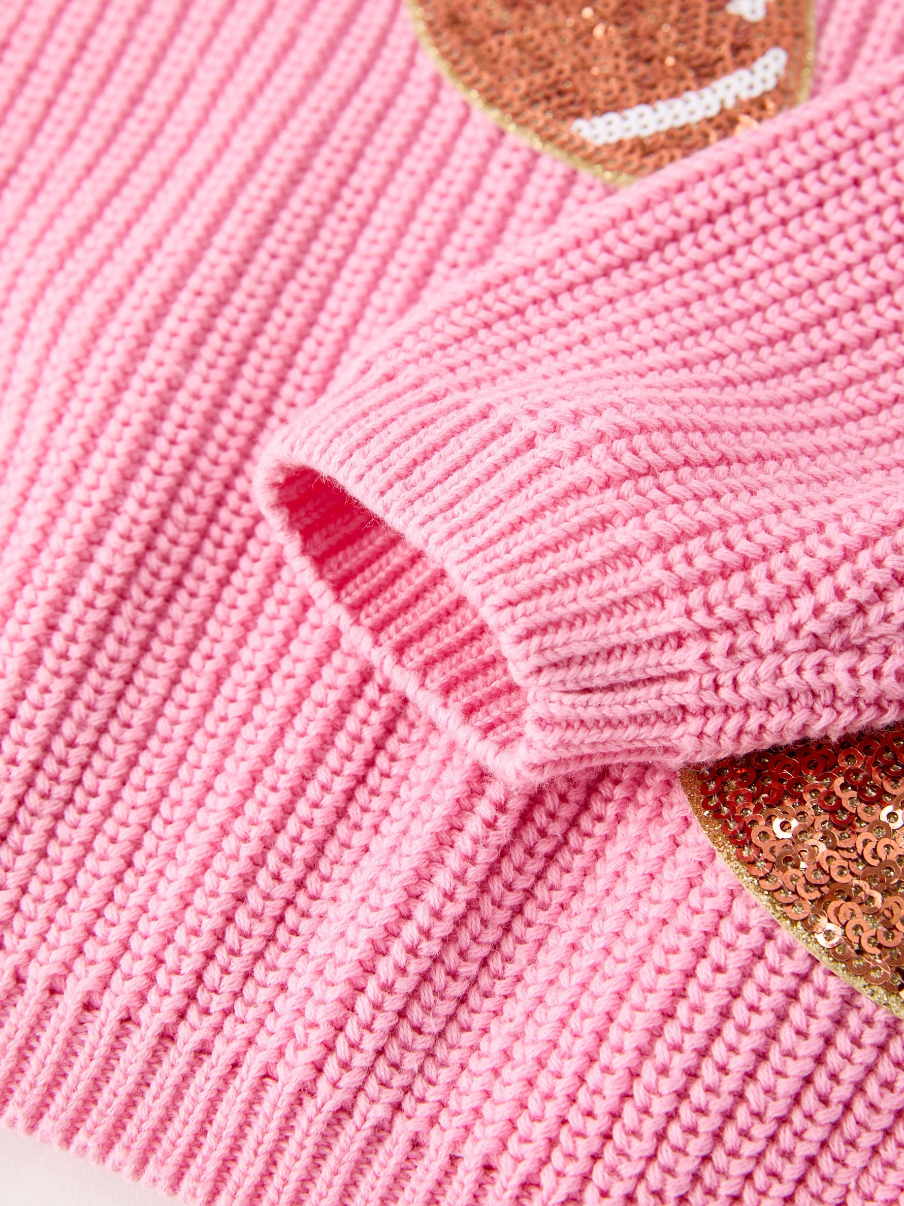 Rylee Faith Designs Winter Christmas Pink Football Girls Pullover Sweater - Apparel & Accessories > Clothing > Baby & Toddler Clothing > Baby & Toddler Tops > Sweaters Top