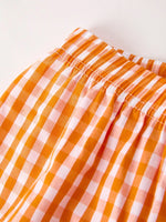 Rylee Faith Designs Fall Embroidered Boy Set Orange Checkered With Halloween Details - Apparel & Accessories > Clothing > Baby & Toddler Clothing > Baby & Toddler Outfits Outfit