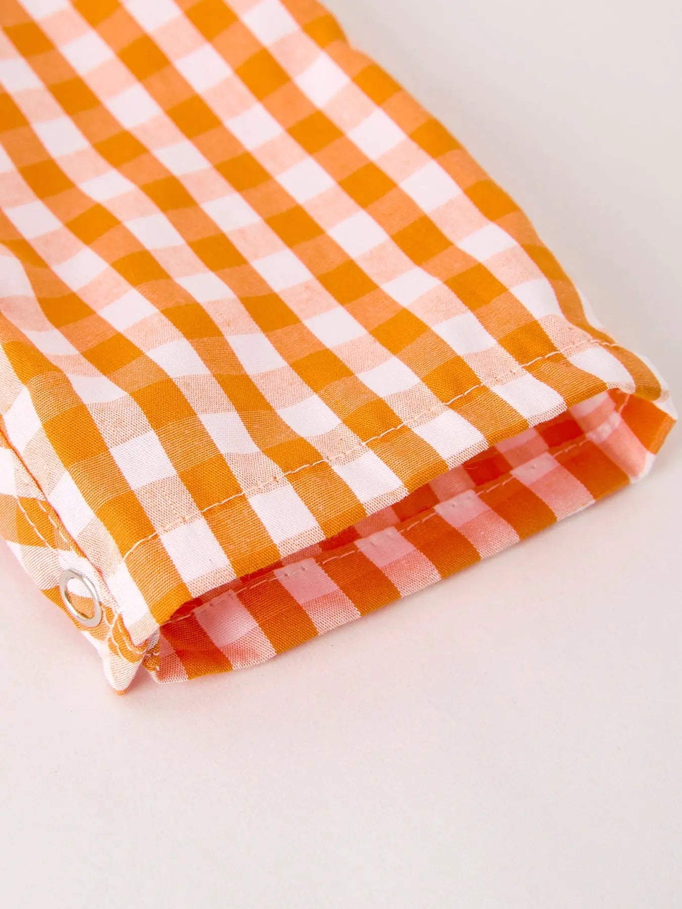 Fall Embroidered Romper for Baby Boys Orange Checkered with Halloween Details Rylee Faith Designs