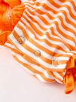 Rylee Faith Designs Halloween Striped Baby Girls Romper with Cat Smocking Embroidery for Fall - Apparel & Accessories > Clothing > Baby & Toddler Clothing > Baby One-Pieces Romper