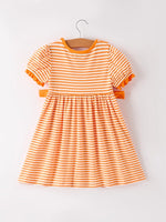Rylee Faith Designs Halloween Striped Dress with Cat Smocking Embroidery Perfect for Fall - Apparel & Accessories > Clothing > Baby & Toddler Clothing > Baby & Toddler Dresses Dress