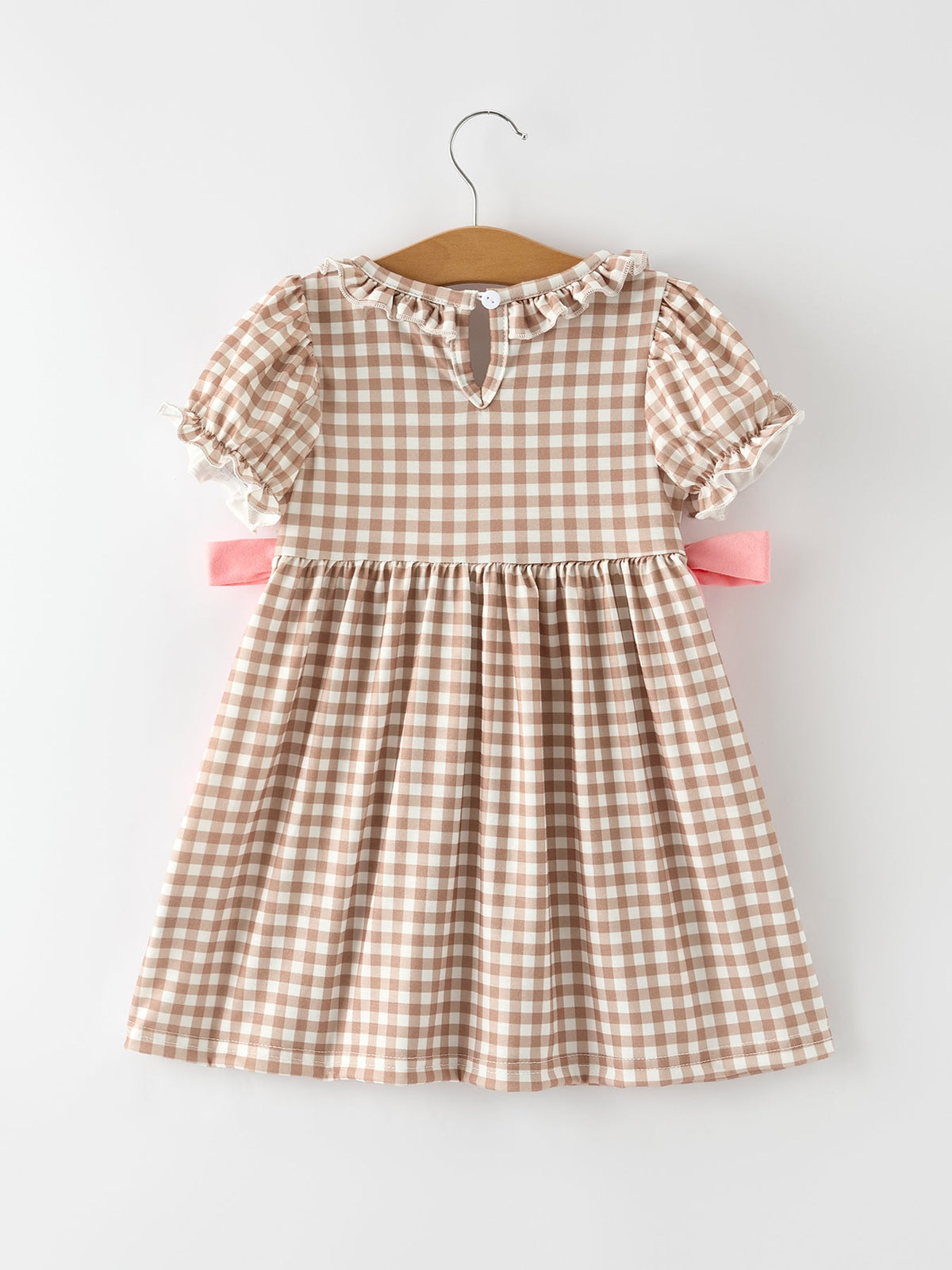 Christmas Vintage-Style Plaid Dress with Embroidered Gingerbread and Bows by Rylee Faith Designs