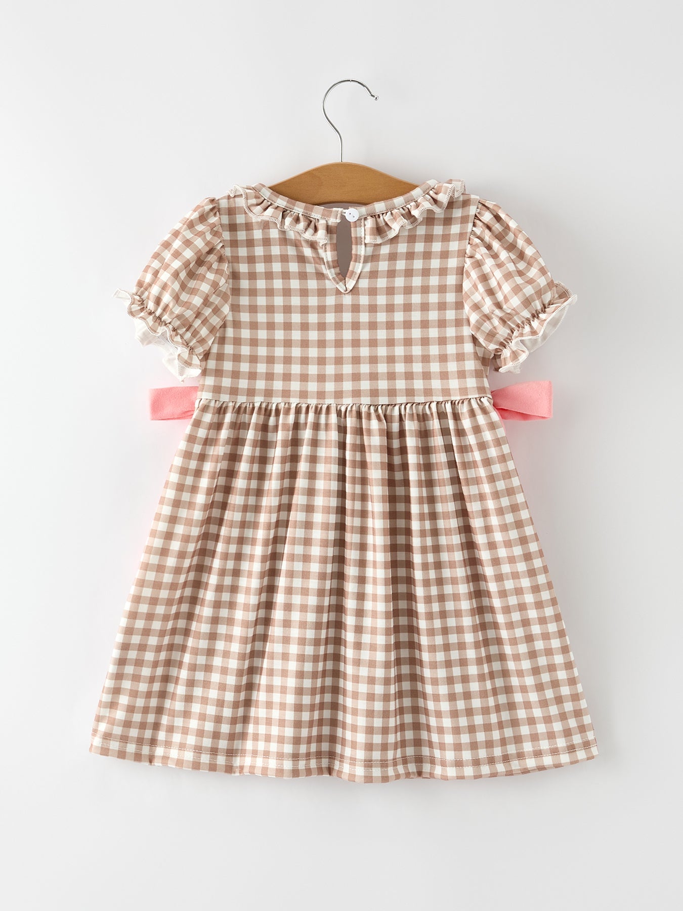 Christmas Vintage-Style Plaid Dress with Embroidered Gingerbread and Bows by Rylee Faith Designs