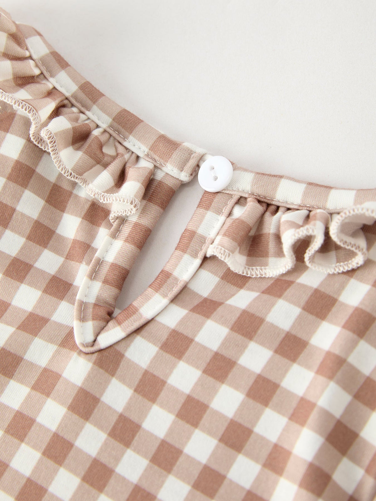 Christmas Vintage-Style Plaid Dress with Embroidered Gingerbread and Bows by Rylee Faith Designs