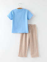 Christmas Vintage-Style Embroidered Gingerbread Plaid Boys Set by Rylee Faith Designs