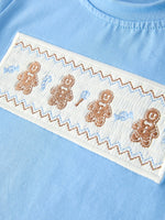 Christmas Vintage-Style Embroidered Gingerbread Plaid Boys Set by Rylee Faith Designs