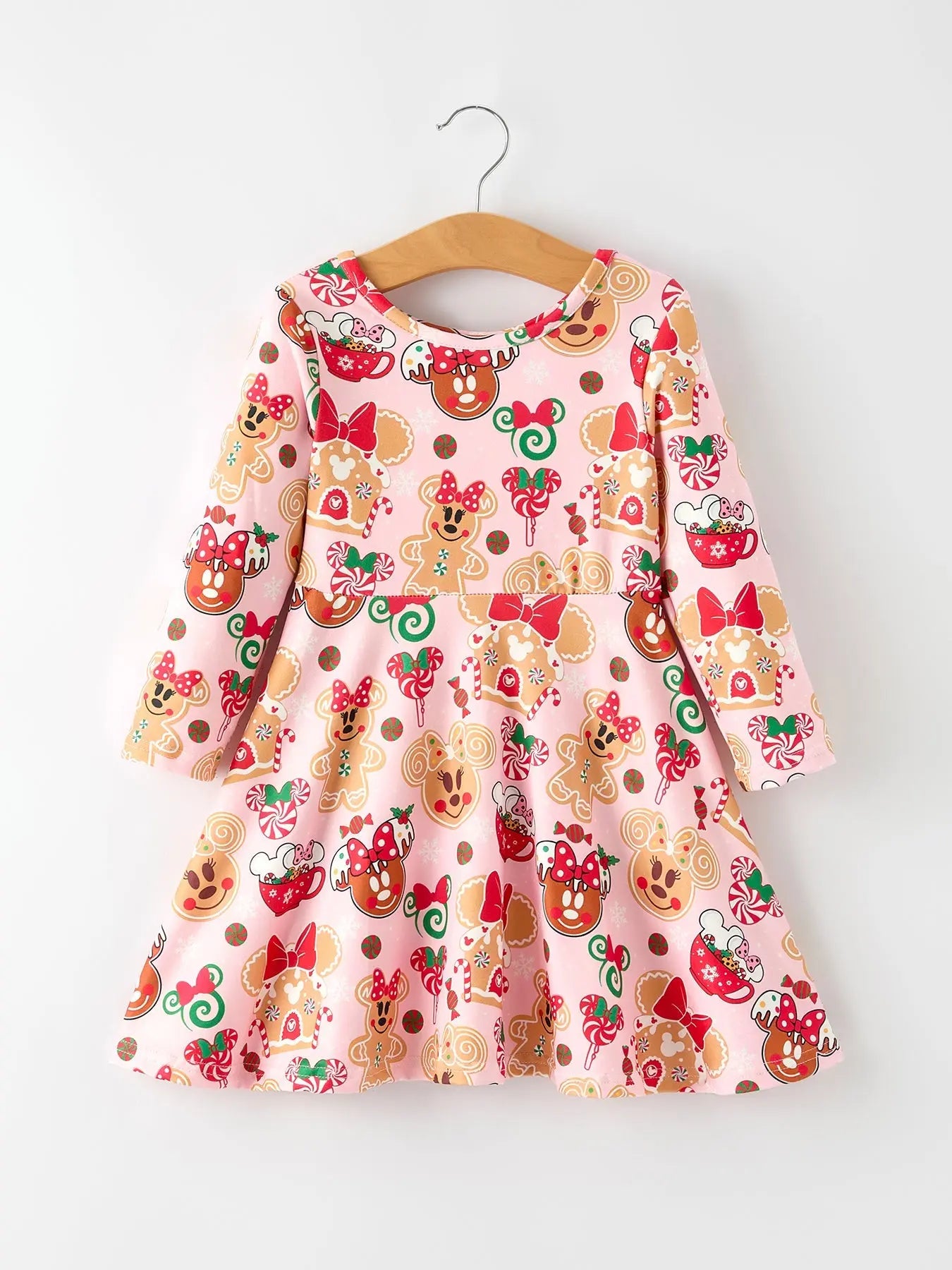 Rylee Faith Designs Girls Christmas Dress With Gingerbread And Candy Print - Apparel & Accessories > Clothing > Baby & Toddler Clothing > Baby & Toddler Dresses Dress
