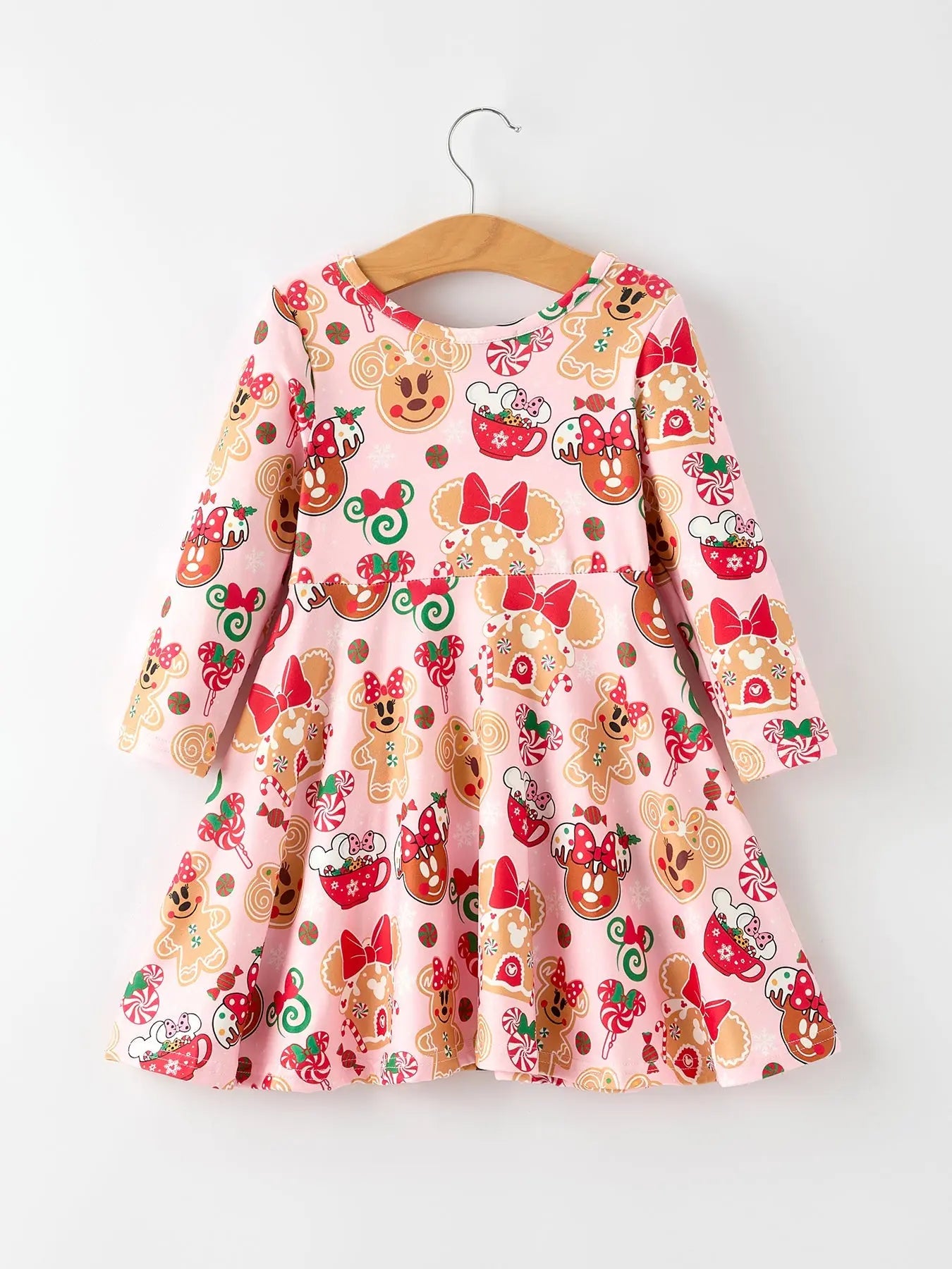 Rylee Faith Designs Girls Christmas Dress With Gingerbread And Candy Print - Apparel & Accessories > Clothing > Baby & Toddler Clothing > Baby & Toddler Dresses Dress