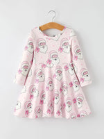 Rylee Faith Designs Christmas Pink Santa Claus Print Girls Holiday Dress - Apparel & Accessories > Clothing > Baby & Toddler Clothing > Baby & Toddler Dresses Dress