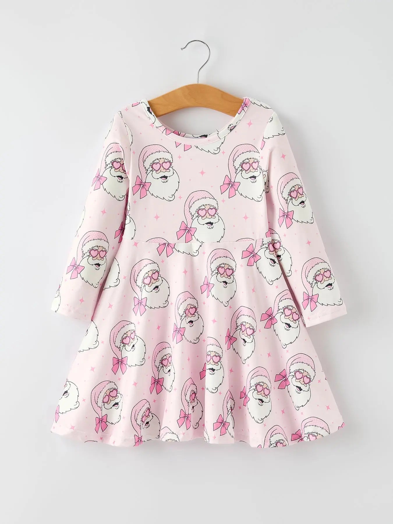 Rylee Faith Designs Christmas Pink Santa Claus Print Girls Holiday Dress - Apparel & Accessories > Clothing > Baby & Toddler Clothing > Baby & Toddler Dresses Dress