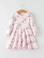 Rylee Faith Designs Christmas Pink Santa Claus Print Girls Holiday Dress - Apparel & Accessories > Clothing > Baby & Toddler Clothing > Baby & Toddler Dresses Dress
