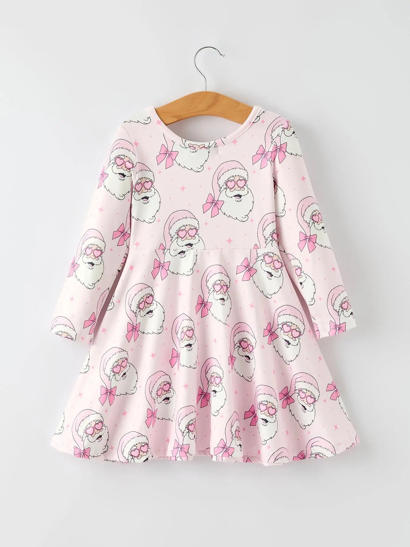 Rylee Faith Designs Christmas Pink Santa Claus Print Girls Holiday Dress - Apparel & Accessories > Clothing > Baby & Toddler Clothing > Baby & Toddler Dresses Dress