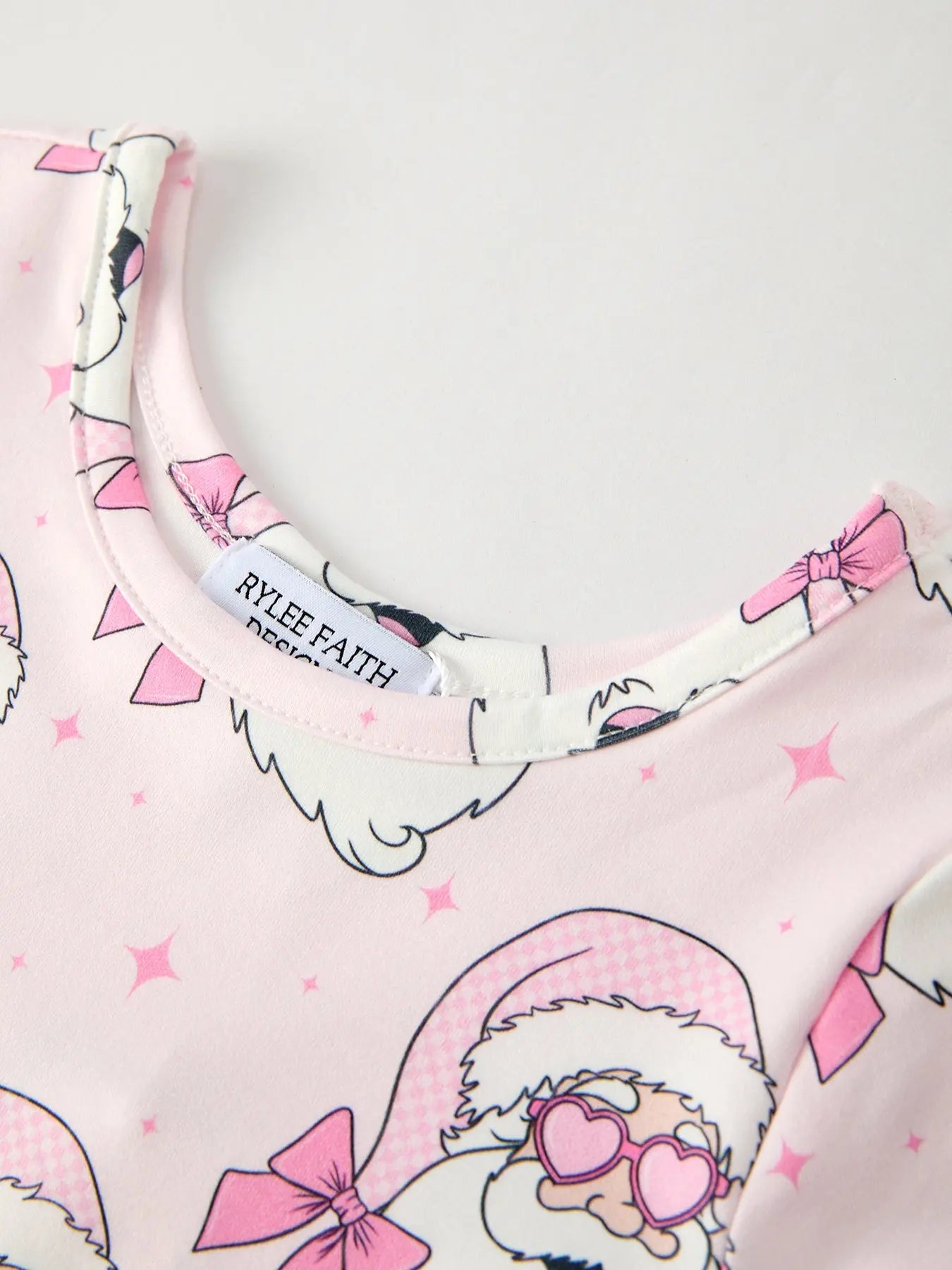 Rylee Faith Designs Christmas Pink Santa Claus Print Girls Holiday Dress - Apparel & Accessories > Clothing > Baby & Toddler Clothing > Baby & Toddler Dresses Dress