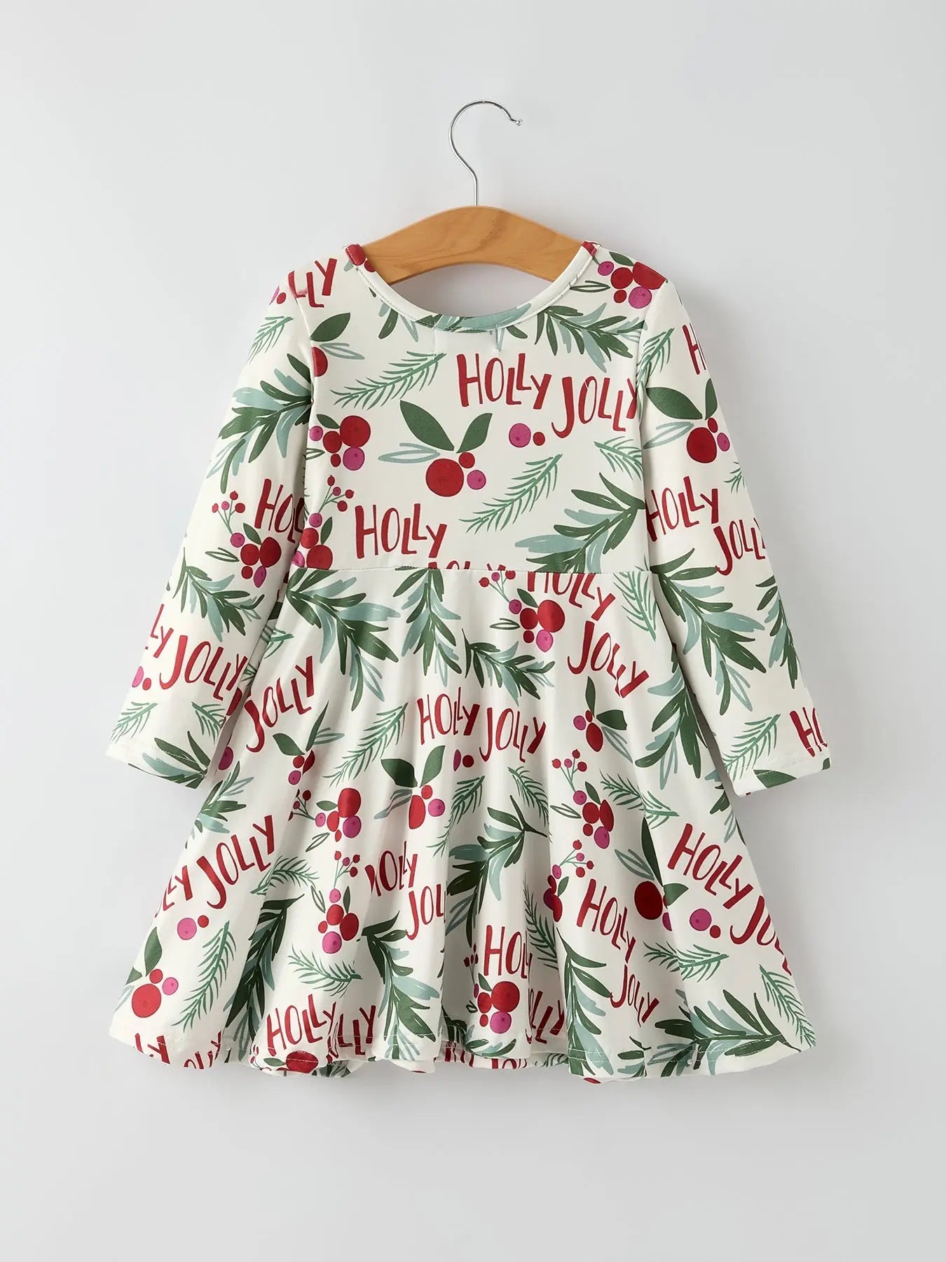 Rylee Faith Designs Christmas Joyful Dress For Girls With Holly And Red Berries - Apparel & Accessories > Clothing > Baby & Toddler Clothing > Baby & Toddler Dresses Dress
