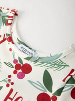 Rylee Faith Designs Christmas Joyful Dress For Girls With Holly And Red Berries - Apparel & Accessories > Clothing > Baby & Toddler Clothing > Baby & Toddler Dresses Dress