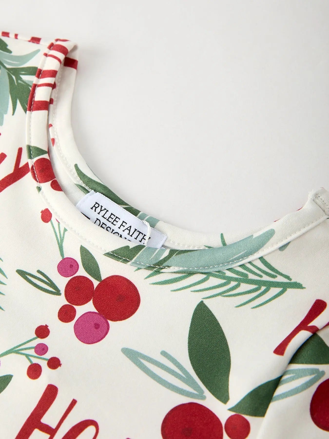 Rylee Faith Designs Christmas Joyful Dress For Girls With Holly And Red Berries - Apparel & Accessories > Clothing > Baby & Toddler Clothing > Baby & Toddler Dresses Dress