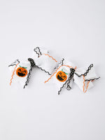 Halloween Pumpkin Hair Bows: White Ribbon Design（2PCS） by Rylee Faith Designs
