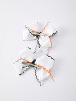 Halloween Pumpkin Hair Bows: White Ribbon Design（2PCS） by Rylee Faith Designs