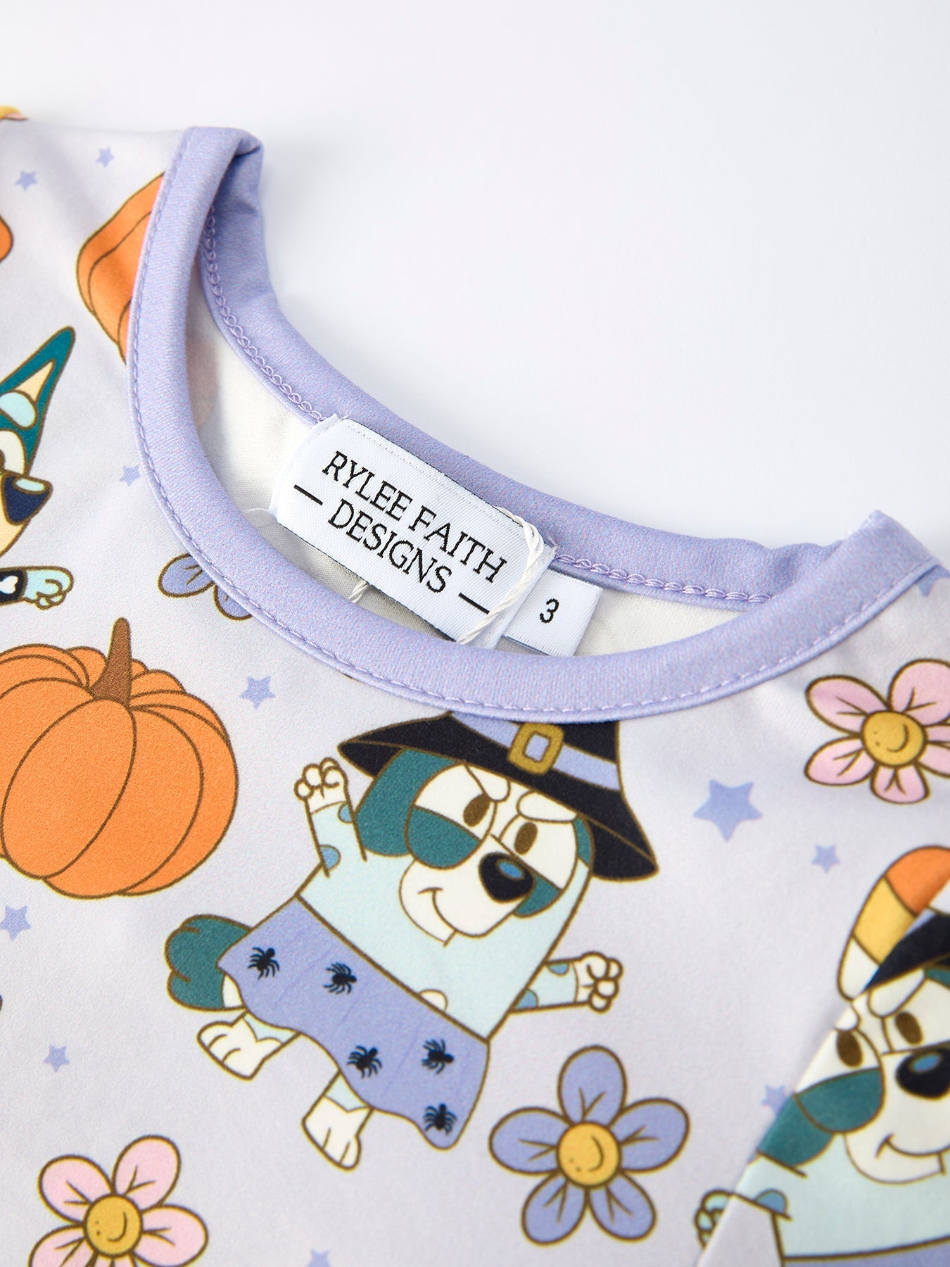 Purple Halloween Character Print Girls Pajama Set Sleepwear Rylee Faith Designs Everetts Place: Online Boutique