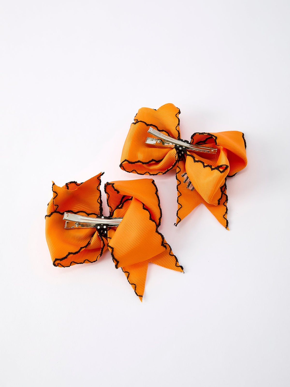 Halloween Spider Hair Bows: Orange Ribbon Design (2PCS) by Rylee Faith Designs