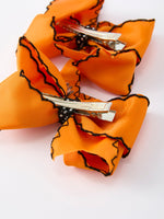 Halloween Spider Hair Bows: Orange Ribbon Design (2PCS) by Rylee Faith Designs