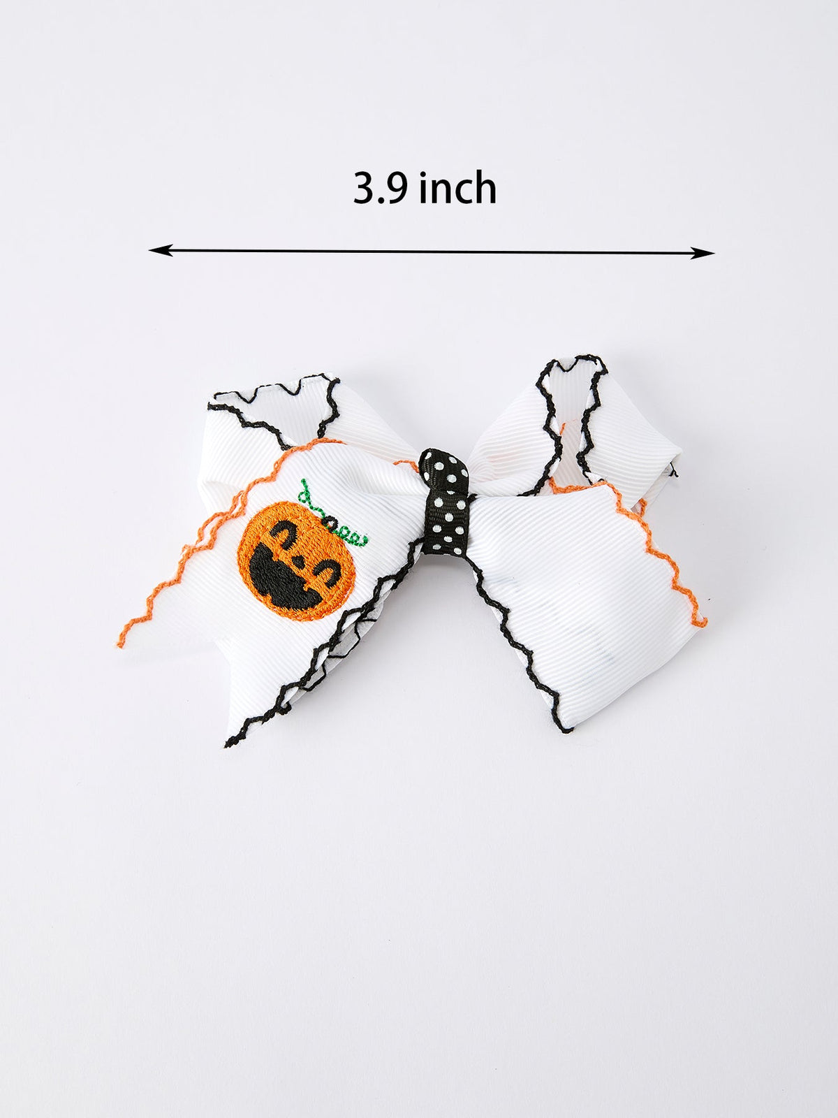 Halloween Pumpkin Hair Bows: White Ribbon Design（2PCS） by Rylee Faith Designs