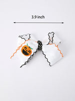 Halloween Pumpkin Hair Bows: White Ribbon Design（2PCS） by Rylee Faith Designs