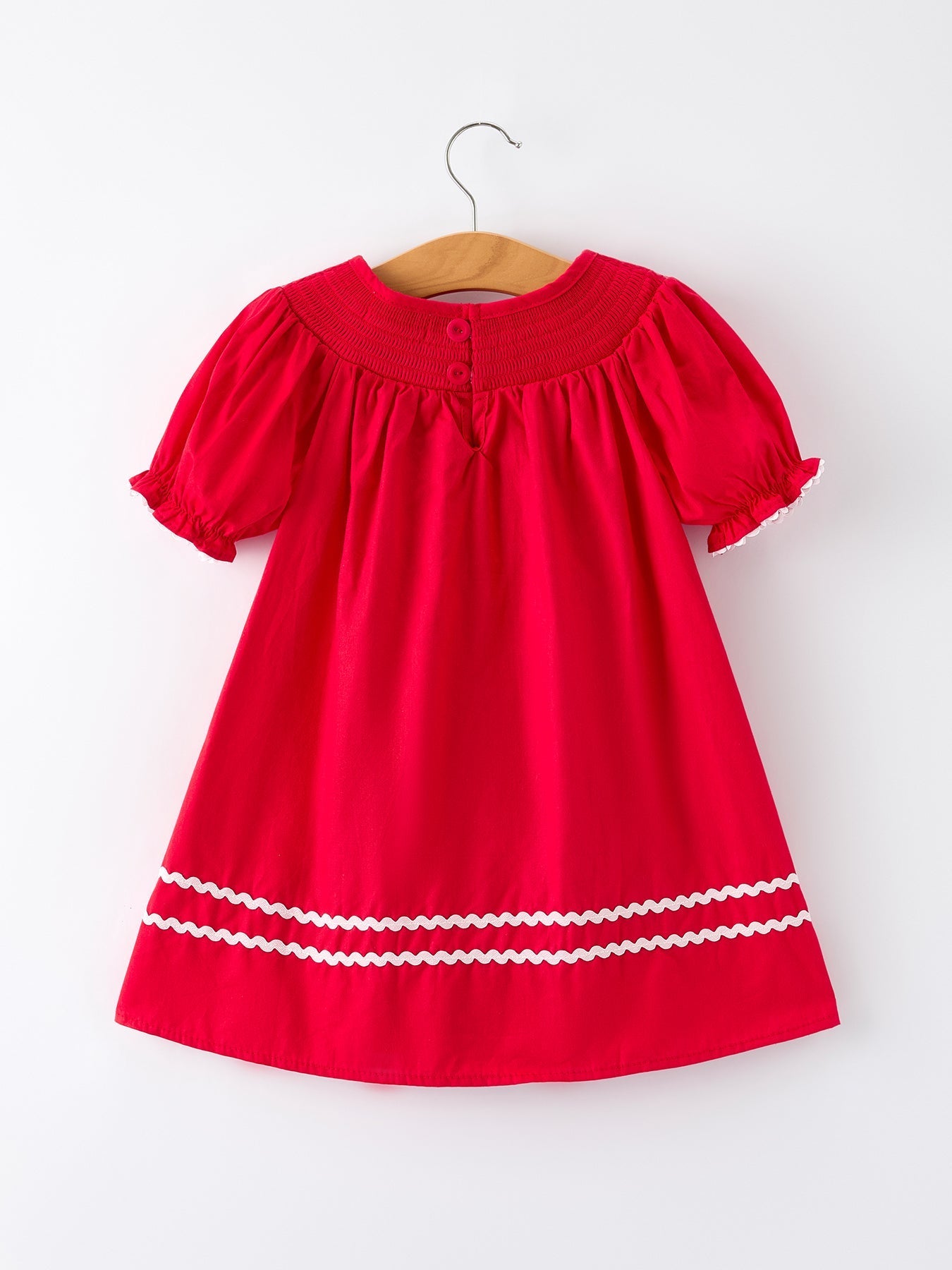 Red Christmas Girls Dress With Nativity Embroidery Details Rylee Faith Designs Everetts Place: Online Boutique