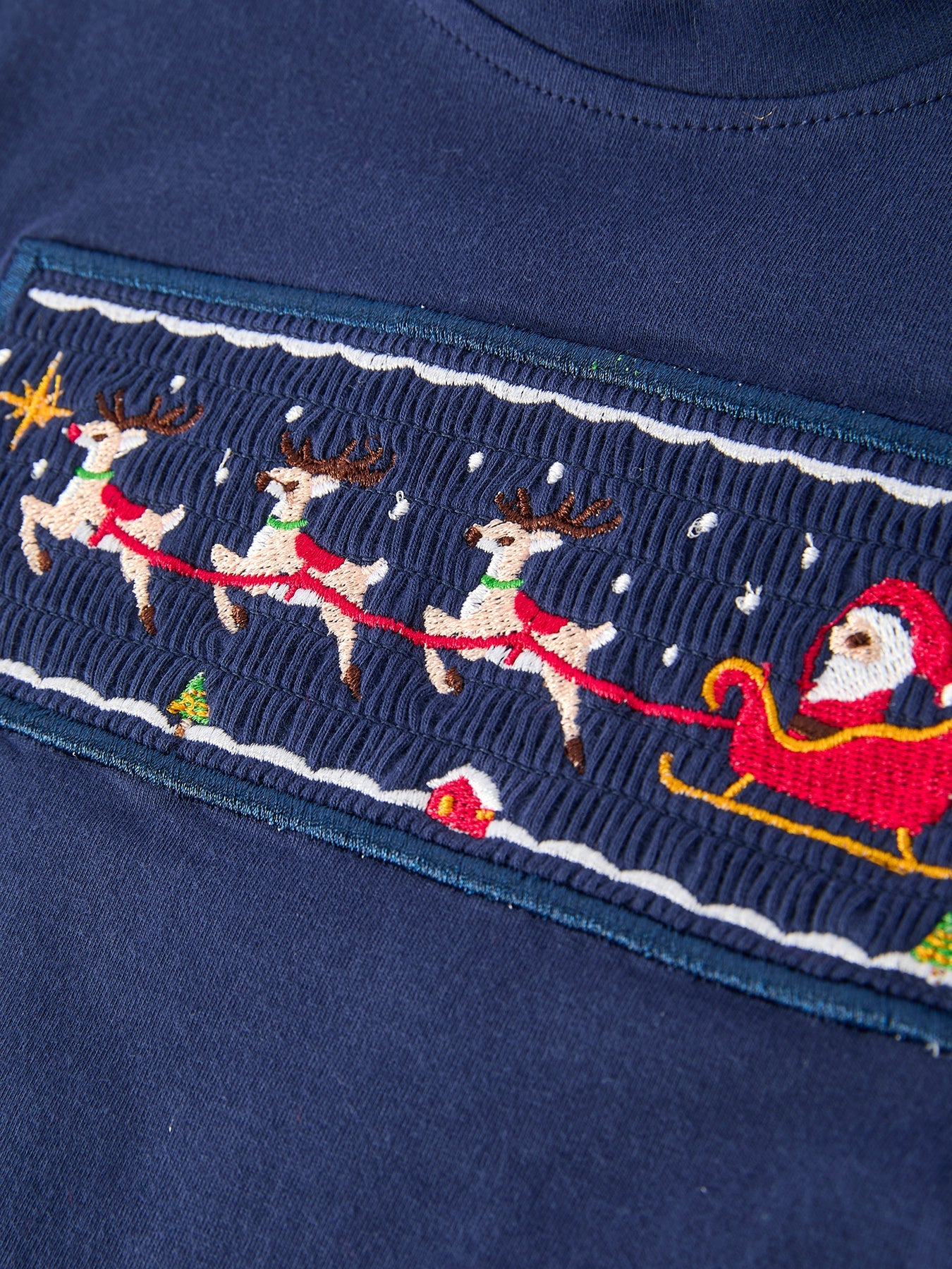 Christmas Holiday Celebration Boys Set: Navy with Santa Sleigh by Rylee Faith Designs