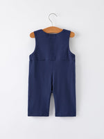 Christmas Holiday Celebration Baby Boys Romper: Navy with Santa Sleigh by Rylee Faith Designs