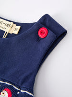 Christmas Holiday Celebration Baby Boys Romper: Navy with Santa Sleigh by Rylee Faith Designs
