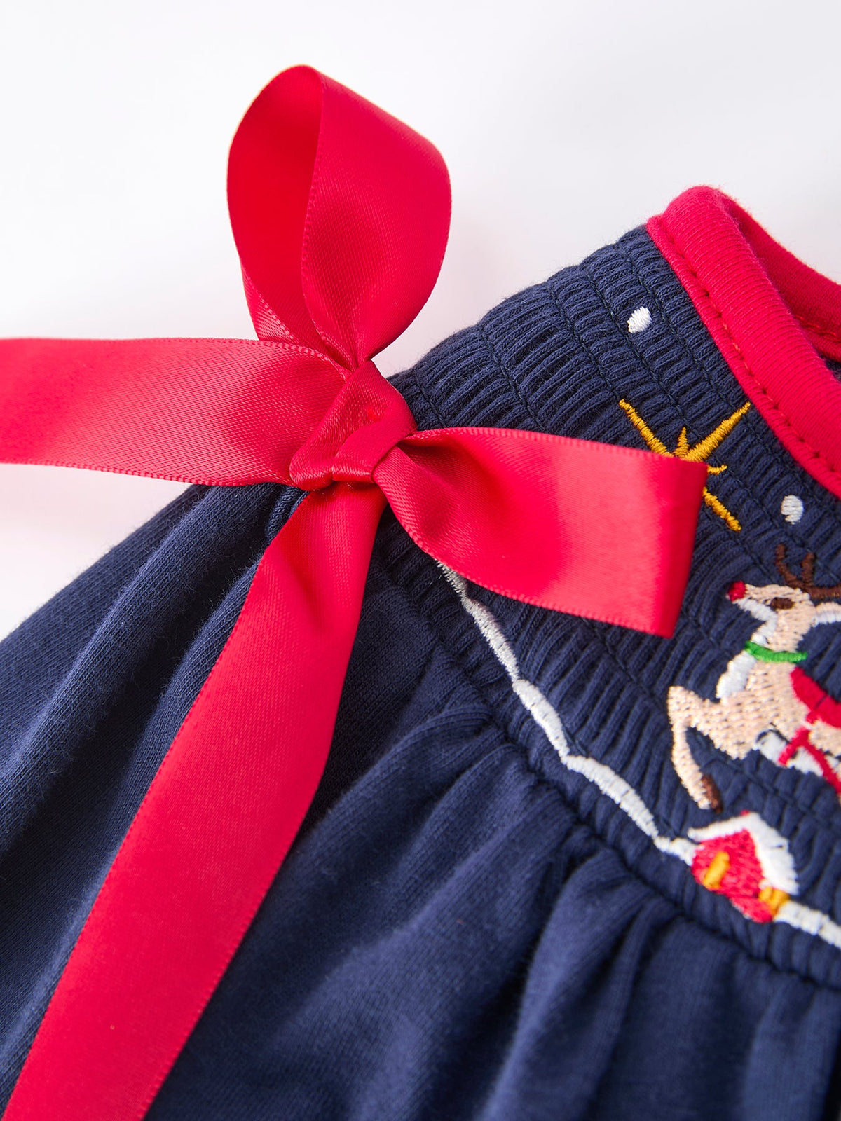 Christmas  Holiday Celebration Dress: Navy with Santa Sleigh by Rylee Faith Designs