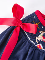Christmas  Holiday Celebration Dress: Navy with Santa Sleigh by Rylee Faith Designs