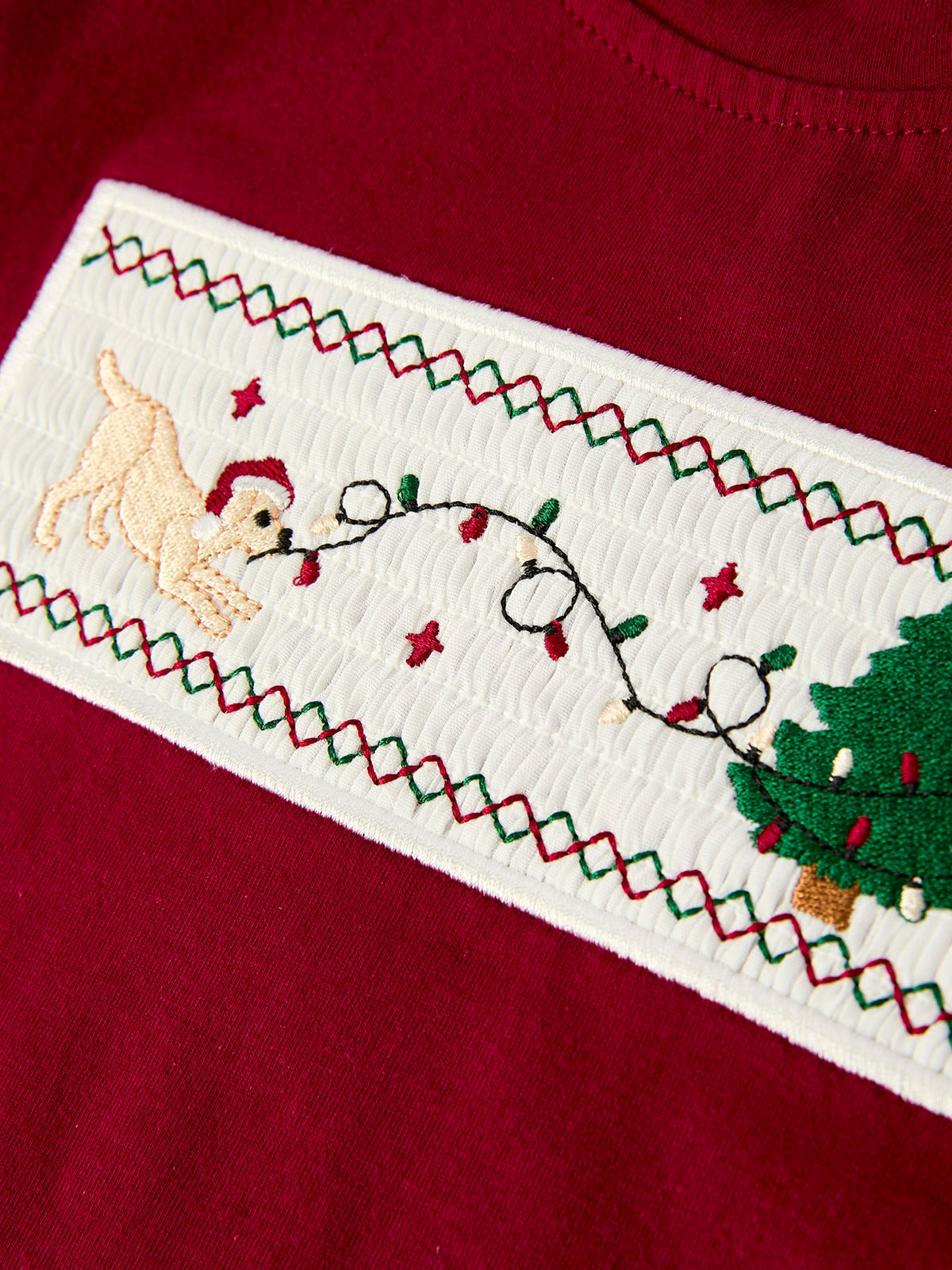 Christmas Tree Dog Smocking Embroidered  Plaid Boys Set by Rylee Faith Designs