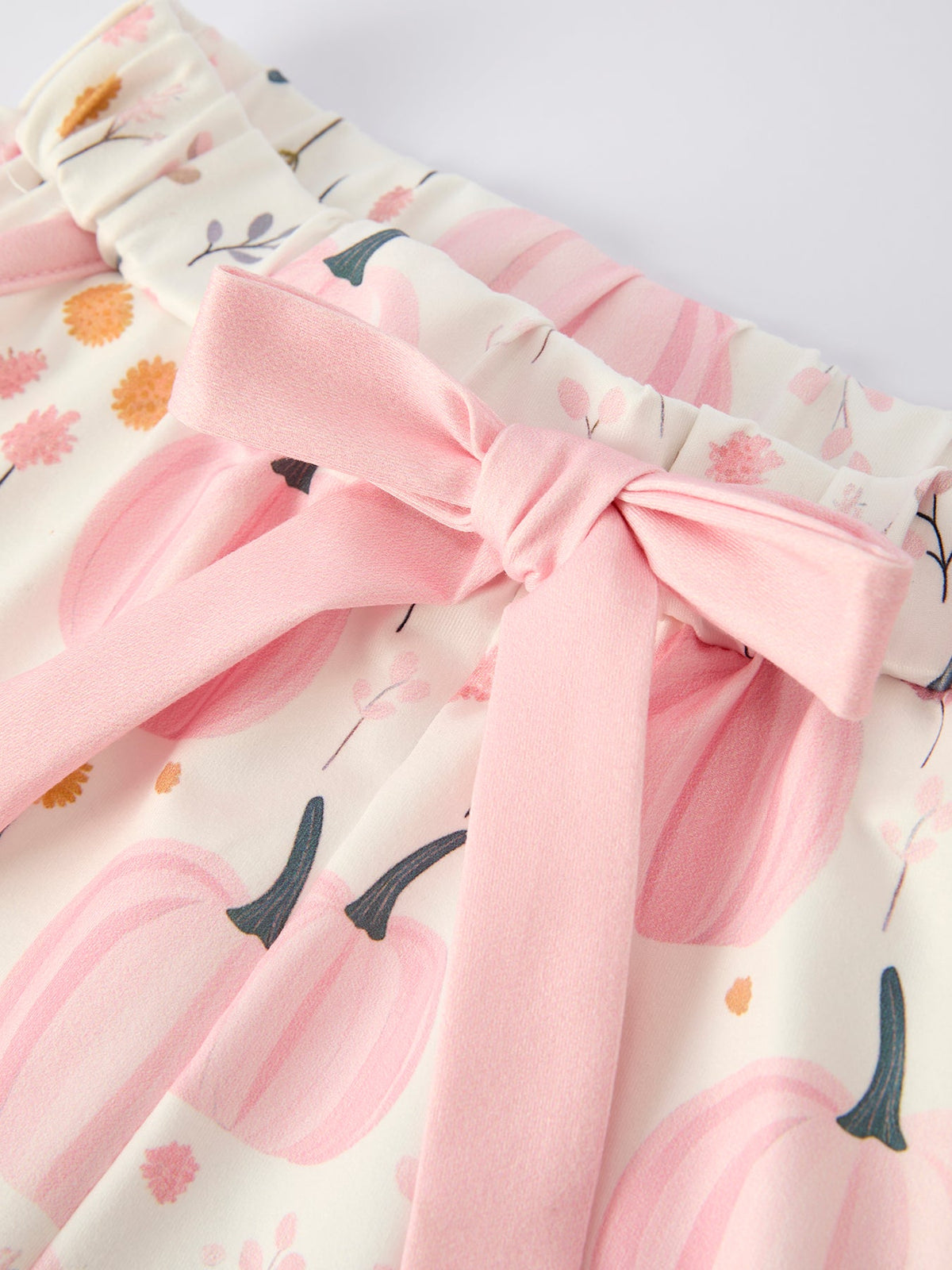 Thanksgiving Pink Pumpkin Floral Print Pajama Set by Rylee Faith Designs