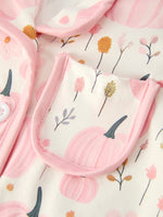 Thanksgiving Pink Pumpkin Floral Print Pajama Set by Rylee Faith Designs