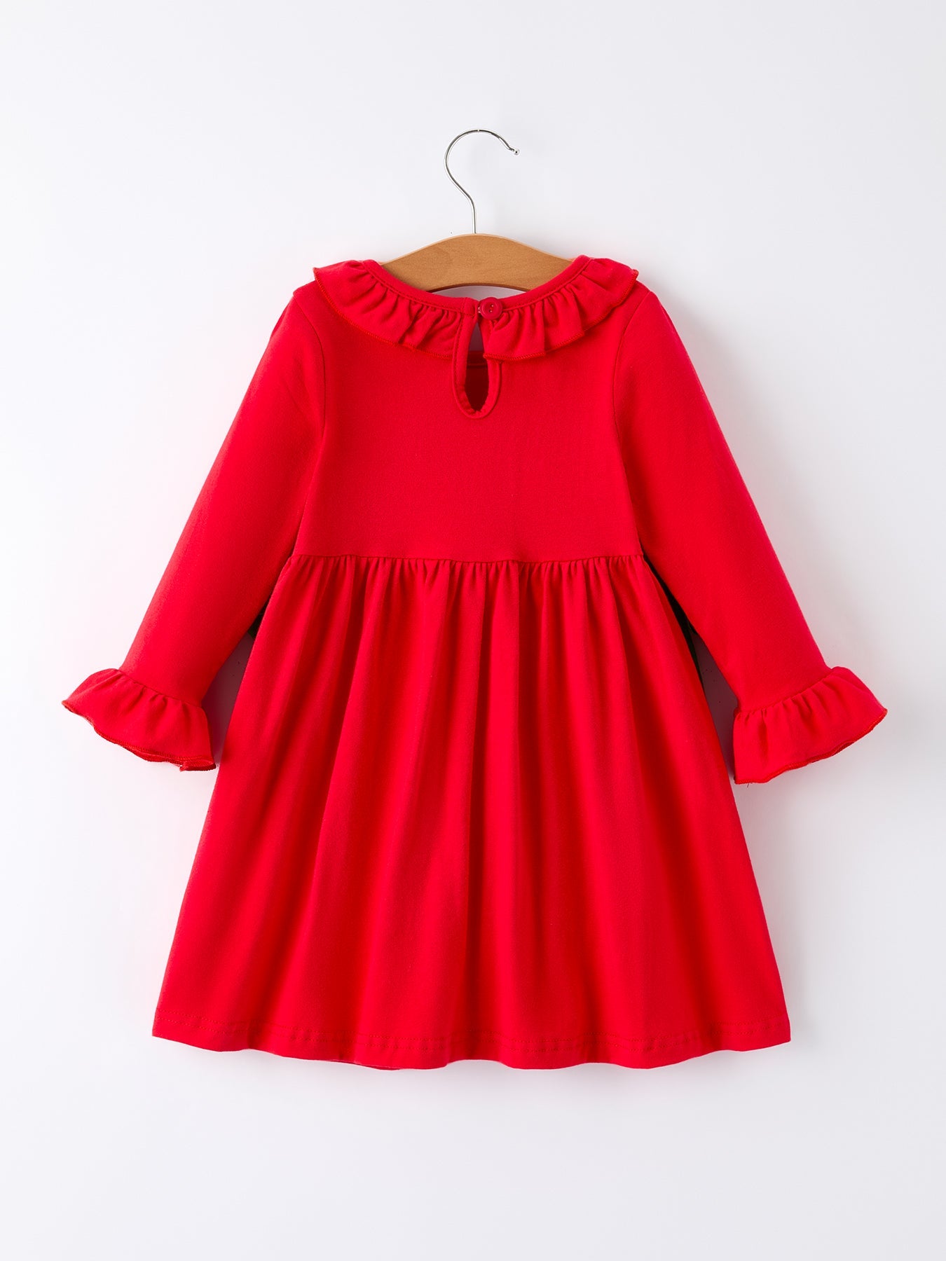 Christmas Smocked Dress with Green Bow and Tree Embroidery by Rylee Faith Designs