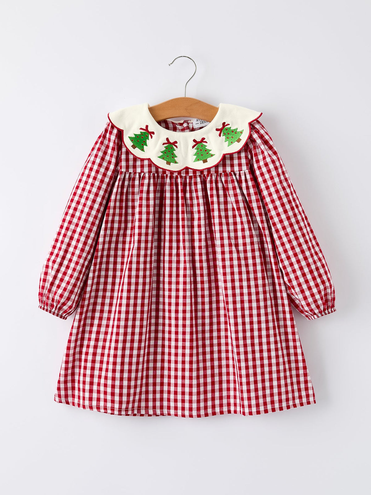 Christmas Embroidered Christmas Tree Plaid Girls Dress by Rylee Faith Designs