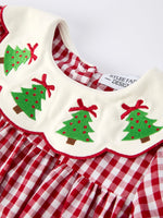 Christmas Embroidered Christmas Tree Plaid Girls Dress by Rylee Faith Designs