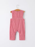 Christmas Smocking Embroidered Christmas Tree Plaid Plaid Baby Boy Romper by Rylee Faith Designs