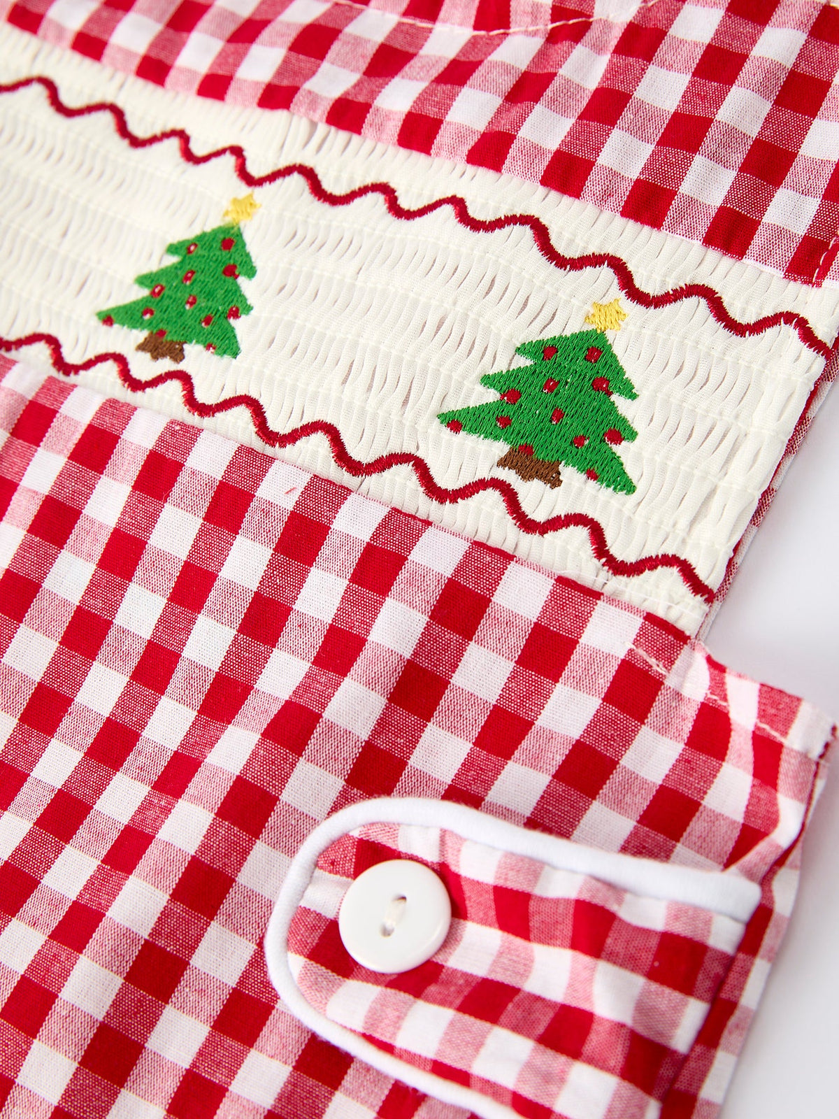 Christmas Smocking Embroidered Christmas Tree Plaid Plaid Baby Boy Romper by Rylee Faith Designs