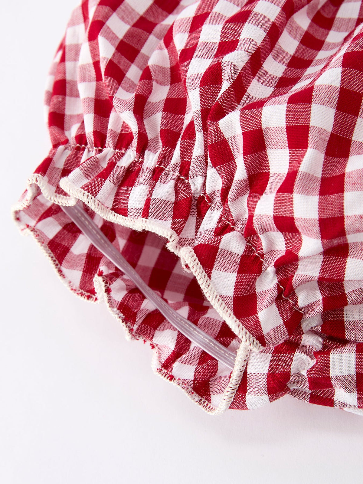 Christmas Tree Embroidery Red Gingham Long Sleeve Baby Girl Bloomers Set by Rylee Faith Designs