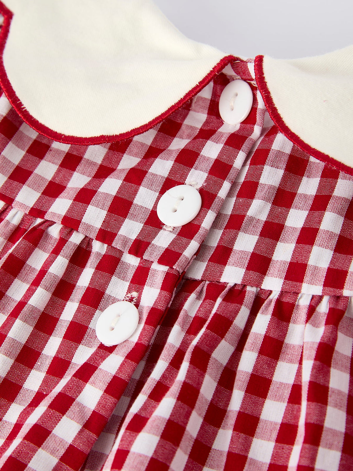 Christmas Tree Embroidery Red Gingham Long Sleeve Baby Girl Bloomers Set by Rylee Faith Designs