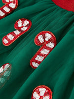 Christmas Candy Cane Sequin Applique Green Tulle Skirt by Rylee Faith Designs