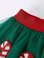 Christmas Candy Cane Sequin Applique Green Tulle Skirt by Rylee Faith Designs