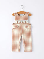 Christmas Vintage-Style Plaid Embroidered Gingerbread and Bows Boy Romper by Rylee Faith Designs