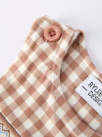Christmas Vintage-Style Plaid Embroidered Gingerbread and Bows Boy Romper by Rylee Faith Designs