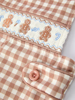 Christmas Vintage-Style Plaid Embroidered Gingerbread and Bows Boy Romper by Rylee Faith Designs
