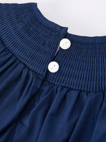 Navy Blue Nativity Smocking Embroidered Baby Girls Christmas Romper by Rylee Faith Designs
